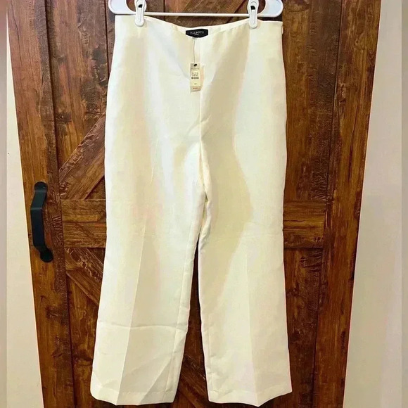 NWT Talbot white Womens 14 petite straight leg slacks - flaw shown in picture! - Picture 1 of 5